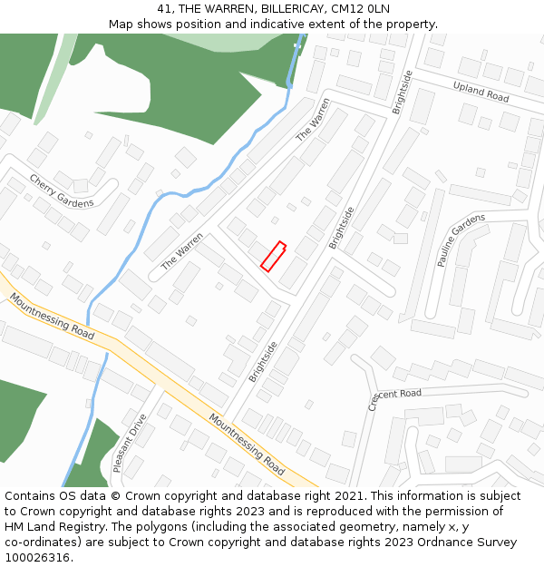 41, THE WARREN, BILLERICAY, CM12 0LN: Location map and indicative extent of plot