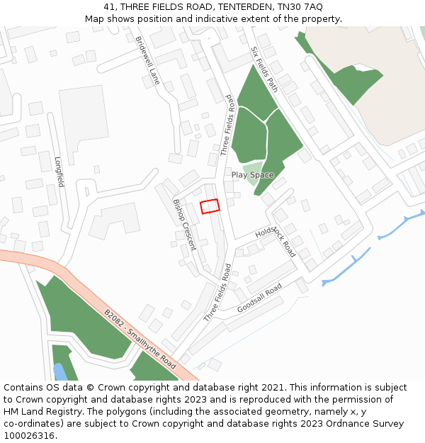 41, THREE FIELDS ROAD, TENTERDEN, TN30 7AQ: Location map and indicative extent of plot