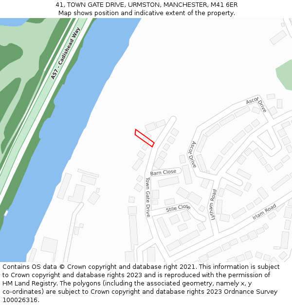 41, TOWN GATE DRIVE, URMSTON, MANCHESTER, M41 6ER: Location map and indicative extent of plot