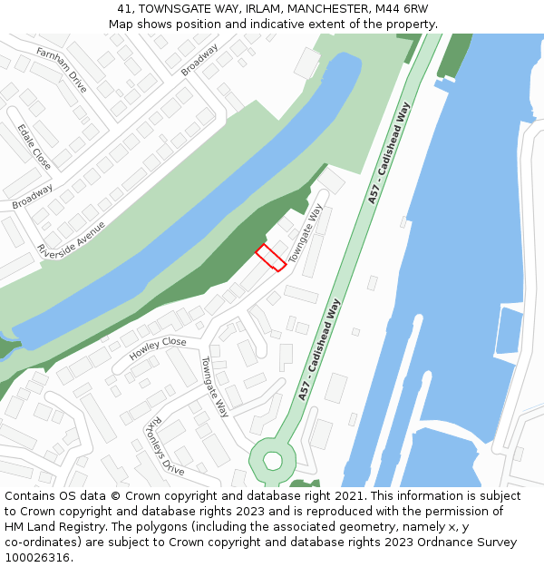 41, TOWNSGATE WAY, IRLAM, MANCHESTER, M44 6RW: Location map and indicative extent of plot