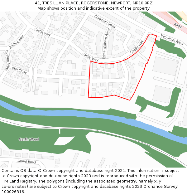 41, TRESILLIAN PLACE, ROGERSTONE, NEWPORT, NP10 9PZ: Location map and indicative extent of plot