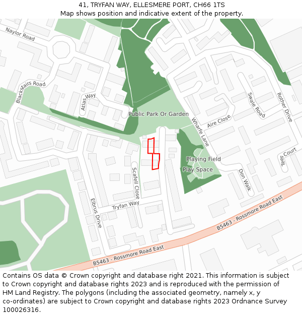 41, TRYFAN WAY, ELLESMERE PORT, CH66 1TS: Location map and indicative extent of plot