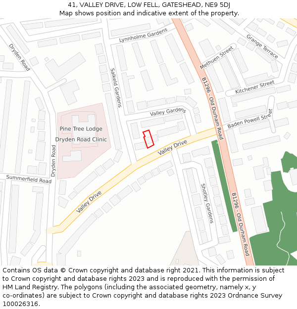 41, VALLEY DRIVE, LOW FELL, GATESHEAD, NE9 5DJ: Location map and indicative extent of plot