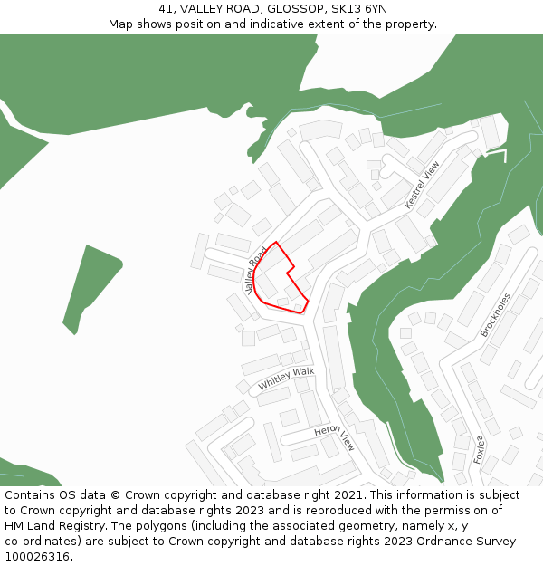 41, VALLEY ROAD, GLOSSOP, SK13 6YN: Location map and indicative extent of plot