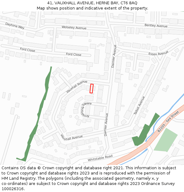 41, VAUXHALL AVENUE, HERNE BAY, CT6 8AQ: Location map and indicative extent of plot