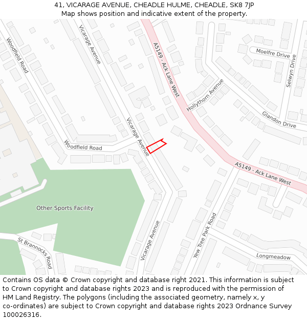 41, VICARAGE AVENUE, CHEADLE HULME, CHEADLE, SK8 7JP: Location map and indicative extent of plot