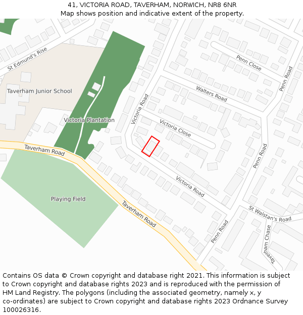 41, VICTORIA ROAD, TAVERHAM, NORWICH, NR8 6NR: Location map and indicative extent of plot