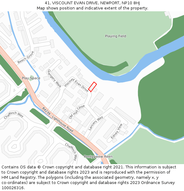 41, VISCOUNT EVAN DRIVE, NEWPORT, NP10 8HJ: Location map and indicative extent of plot