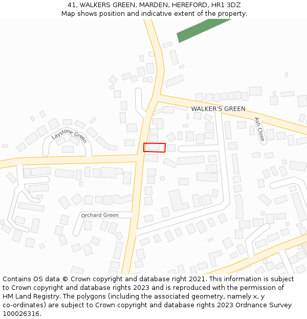 41, WALKERS GREEN, MARDEN, HEREFORD, HR1 3DZ: Location map and indicative extent of plot