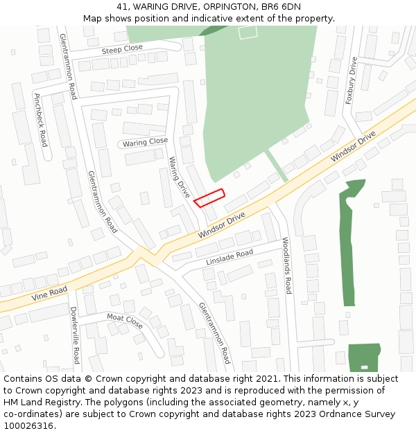 41, WARING DRIVE, ORPINGTON, BR6 6DN: Location map and indicative extent of plot