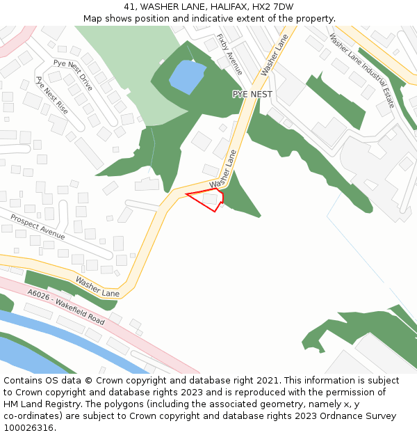 41, WASHER LANE, HALIFAX, HX2 7DW: Location map and indicative extent of plot