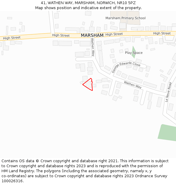 41, WATHEN WAY, MARSHAM, NORWICH, NR10 5PZ: Location map and indicative extent of plot