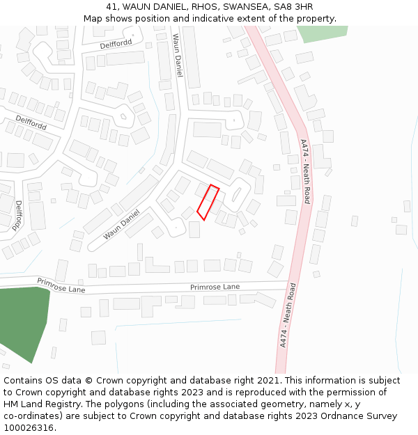 41, WAUN DANIEL, RHOS, SWANSEA, SA8 3HR: Location map and indicative extent of plot