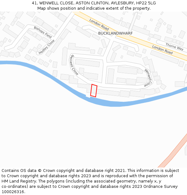 41, WENWELL CLOSE, ASTON CLINTON, AYLESBURY, HP22 5LG: Location map and indicative extent of plot