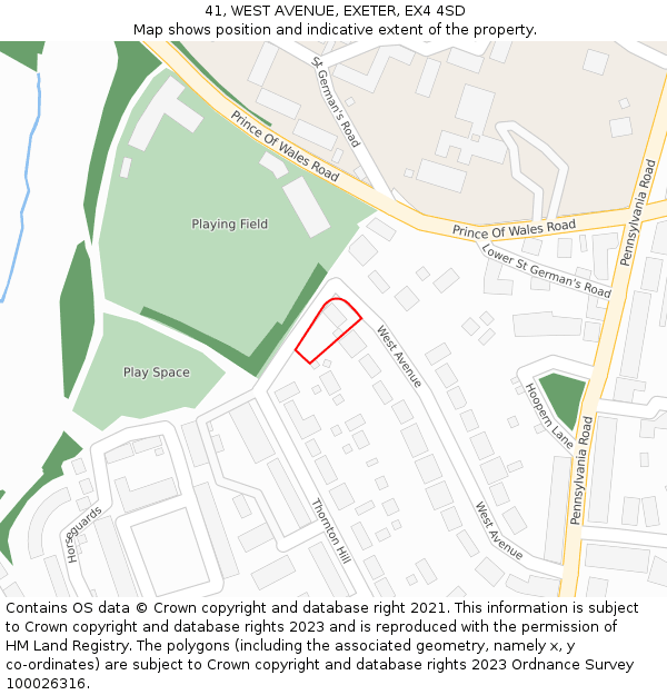 41, WEST AVENUE, EXETER, EX4 4SD: Location map and indicative extent of plot