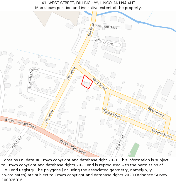 41, WEST STREET, BILLINGHAY, LINCOLN, LN4 4HT: Location map and indicative extent of plot