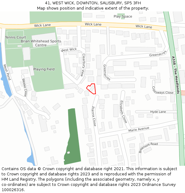 41, WEST WICK, DOWNTON, SALISBURY, SP5 3FH: Location map and indicative extent of plot