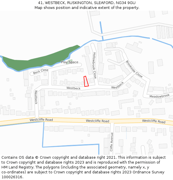 41, WESTBECK, RUSKINGTON, SLEAFORD, NG34 9GU: Location map and indicative extent of plot