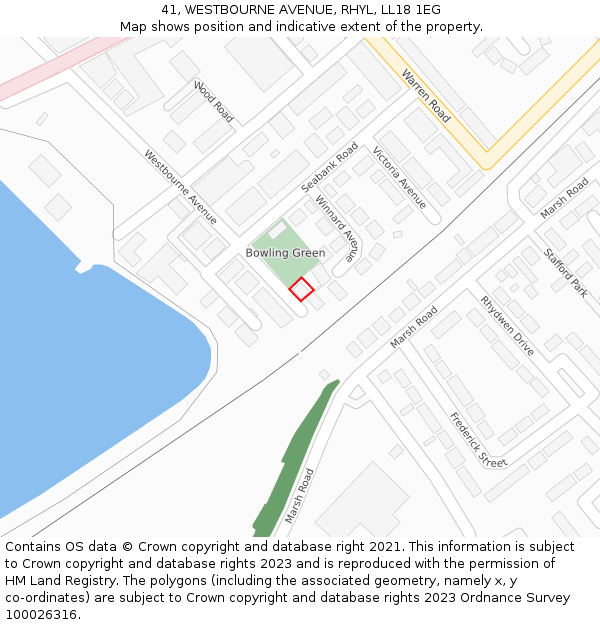 41, WESTBOURNE AVENUE, RHYL, LL18 1EG: Location map and indicative extent of plot