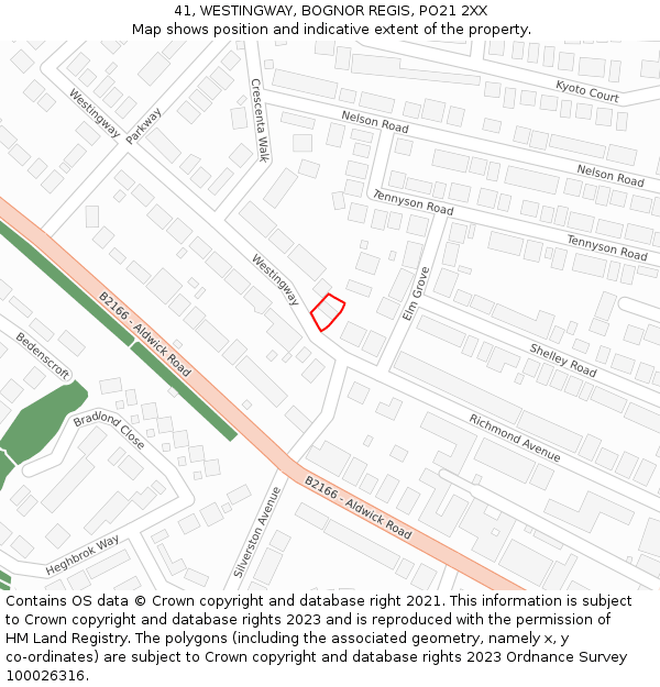 41, WESTINGWAY, BOGNOR REGIS, PO21 2XX: Location map and indicative extent of plot