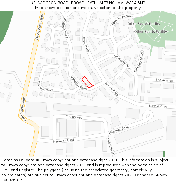 41, WIDGEON ROAD, BROADHEATH, ALTRINCHAM, WA14 5NP: Location map and indicative extent of plot