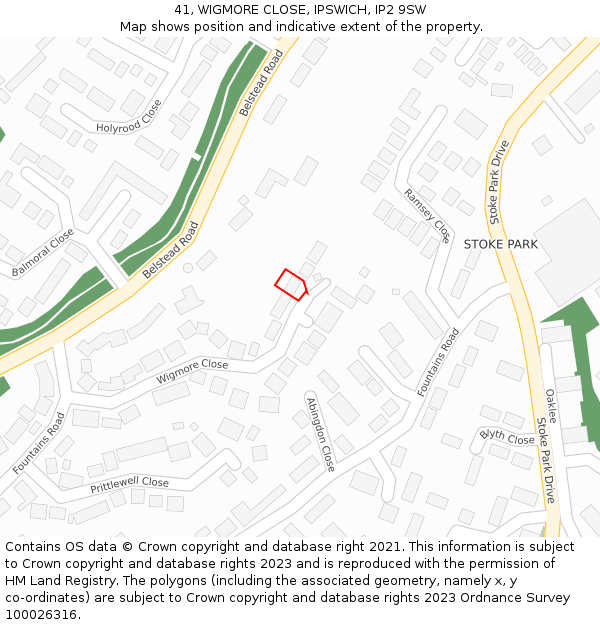 41, WIGMORE CLOSE, IPSWICH, IP2 9SW: Location map and indicative extent of plot