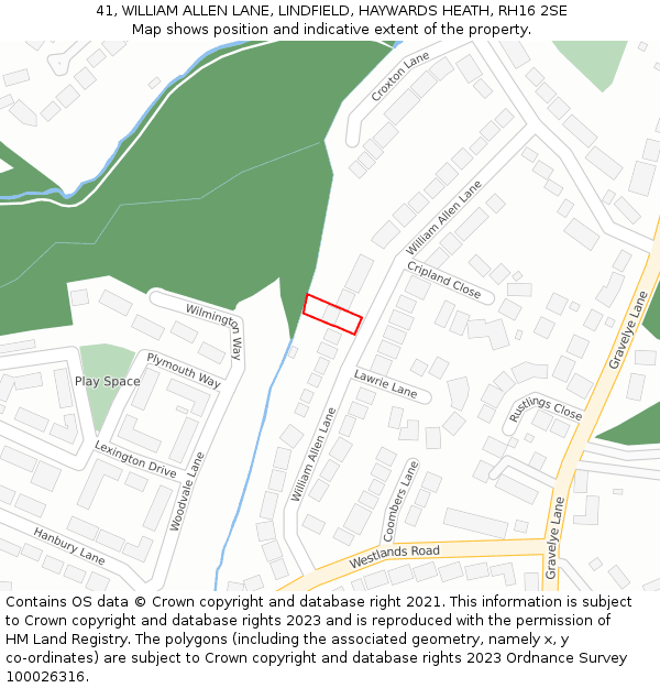 41, WILLIAM ALLEN LANE, LINDFIELD, HAYWARDS HEATH, RH16 2SE: Location map and indicative extent of plot