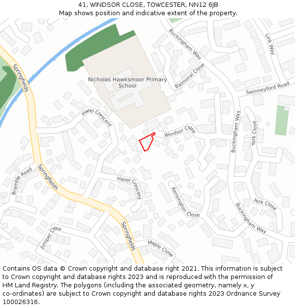 41, WINDSOR CLOSE, TOWCESTER, NN12 6JB: Location map and indicative extent of plot