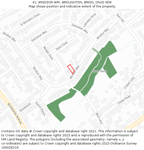 41, WINDSOR WAY, BROUGHTON, BRIGG, DN20 0EW: Location map and indicative extent of plot