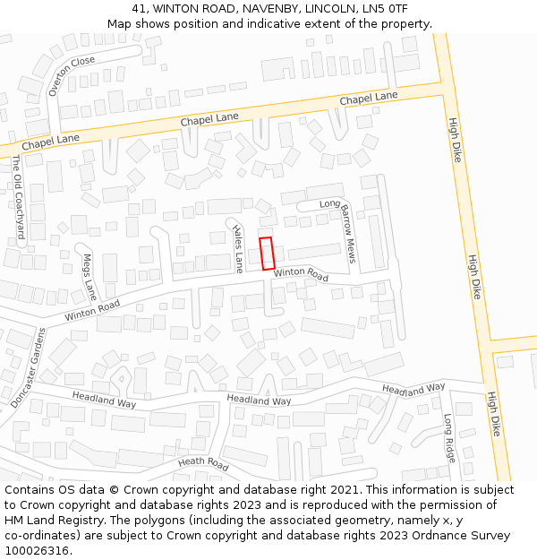 41, WINTON ROAD, NAVENBY, LINCOLN, LN5 0TF: Location map and indicative extent of plot