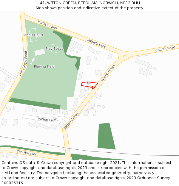 41, WITTON GREEN, REEDHAM, NORWICH, NR13 3HH: Location map and indicative extent of plot