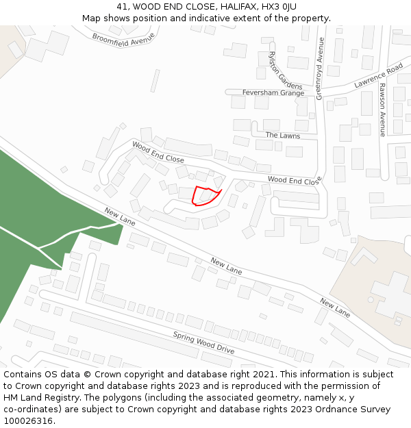 41, WOOD END CLOSE, HALIFAX, HX3 0JU: Location map and indicative extent of plot