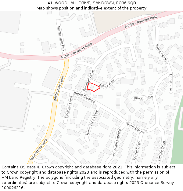 41, WOODHALL DRIVE, SANDOWN, PO36 9QB: Location map and indicative extent of plot