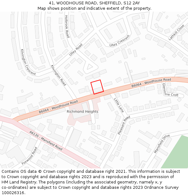 41, WOODHOUSE ROAD, SHEFFIELD, S12 2AY: Location map and indicative extent of plot