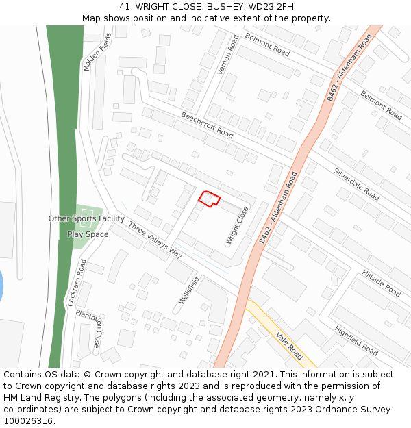 41, WRIGHT CLOSE, BUSHEY, WD23 2FH: Location map and indicative extent of plot