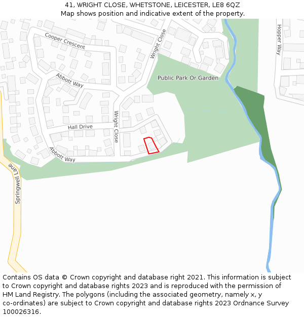 41, WRIGHT CLOSE, WHETSTONE, LEICESTER, LE8 6QZ: Location map and indicative extent of plot