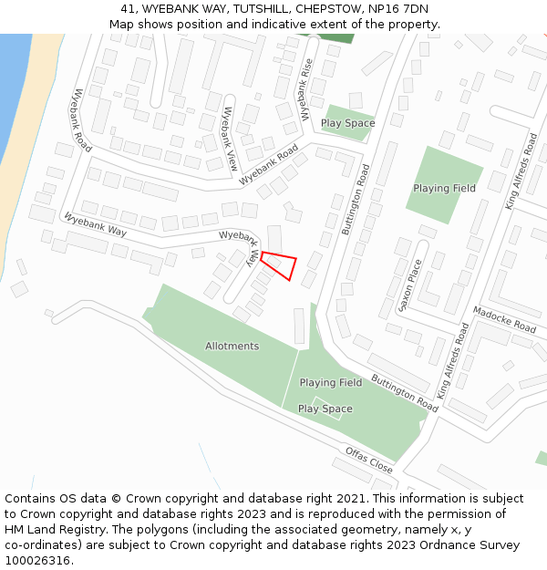 41, WYEBANK WAY, TUTSHILL, CHEPSTOW, NP16 7DN: Location map and indicative extent of plot