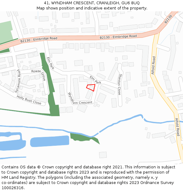 41, WYNDHAM CRESCENT, CRANLEIGH, GU6 8UQ: Location map and indicative extent of plot