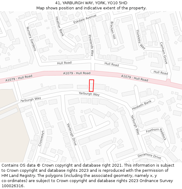 41, YARBURGH WAY, YORK, YO10 5HD: Location map and indicative extent of plot