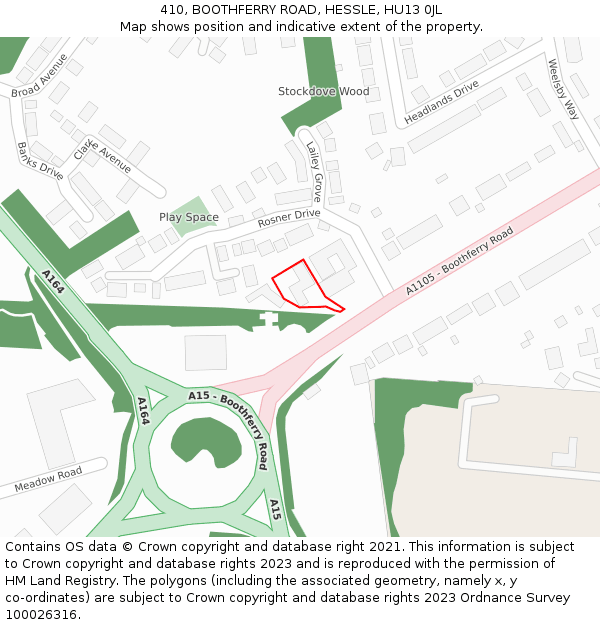 410, BOOTHFERRY ROAD, HESSLE, HU13 0JL: Location map and indicative extent of plot