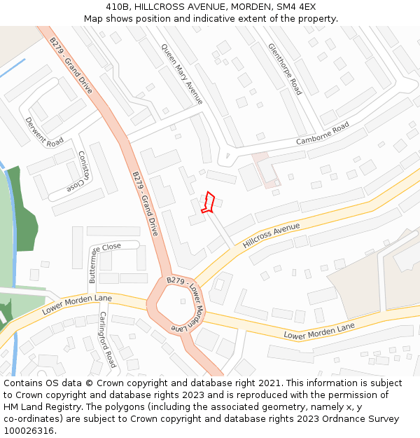 410B, HILLCROSS AVENUE, MORDEN, SM4 4EX: Location map and indicative extent of plot