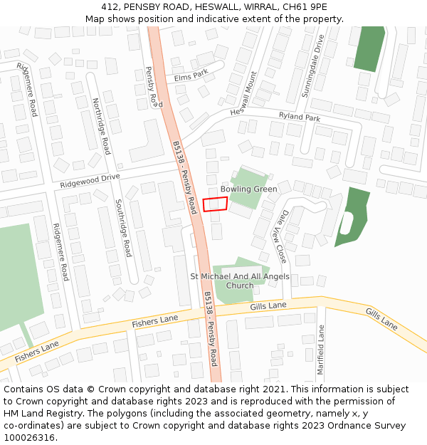 412, PENSBY ROAD, HESWALL, WIRRAL, CH61 9PE: Location map and indicative extent of plot