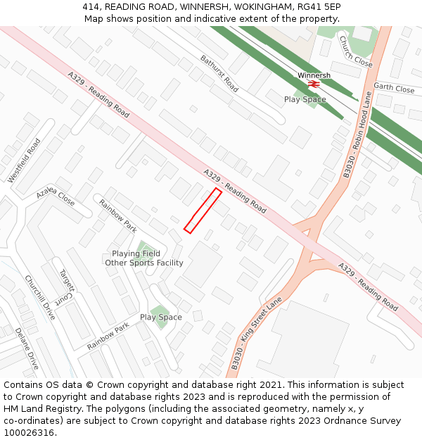 414, READING ROAD, WINNERSH, WOKINGHAM, RG41 5EP: Location map and indicative extent of plot