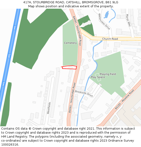 417A, STOURBRIDGE ROAD, CATSHILL, BROMSGROVE, B61 9LG: Location map and indicative extent of plot