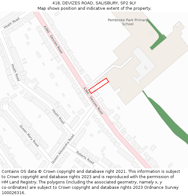 418, DEVIZES ROAD, SALISBURY, SP2 9LY: Location map and indicative extent of plot