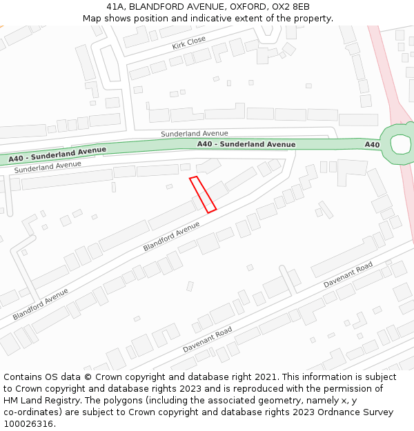 41A, BLANDFORD AVENUE, OXFORD, OX2 8EB: Location map and indicative extent of plot