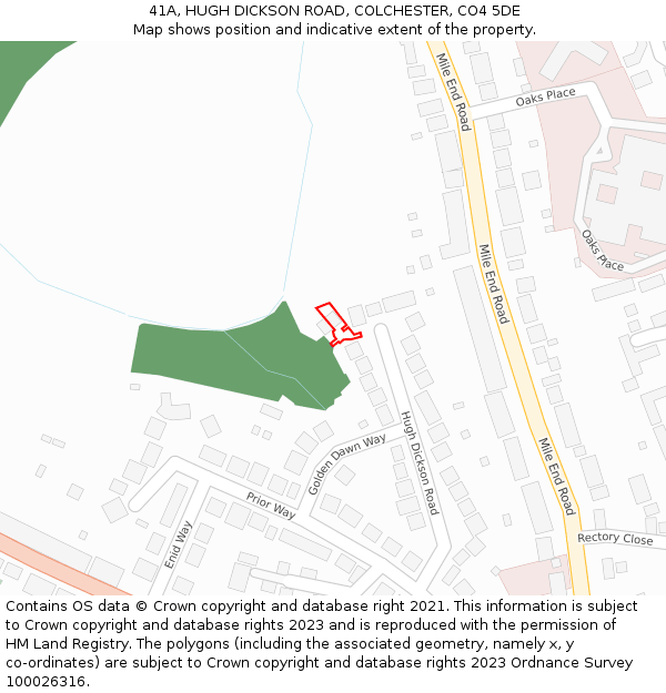 41A, HUGH DICKSON ROAD, COLCHESTER, CO4 5DE: Location map and indicative extent of plot