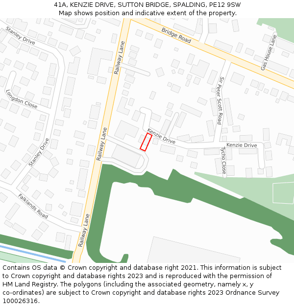 41A, KENZIE DRIVE, SUTTON BRIDGE, SPALDING, PE12 9SW: Location map and indicative extent of plot