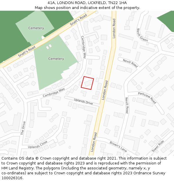 41A, LONDON ROAD, UCKFIELD, TN22 1HA: Location map and indicative extent of plot