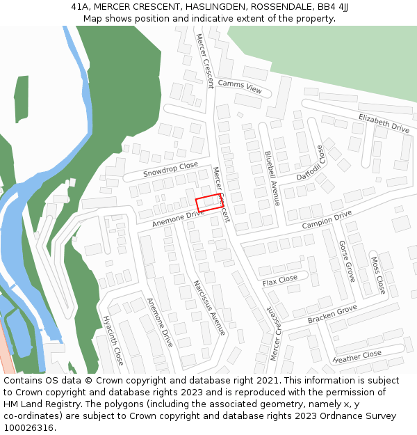 41A, MERCER CRESCENT, HASLINGDEN, ROSSENDALE, BB4 4JJ: Location map and indicative extent of plot